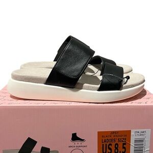 Kensie Ladies Sandal Double Band Black Shoes Size 8.5